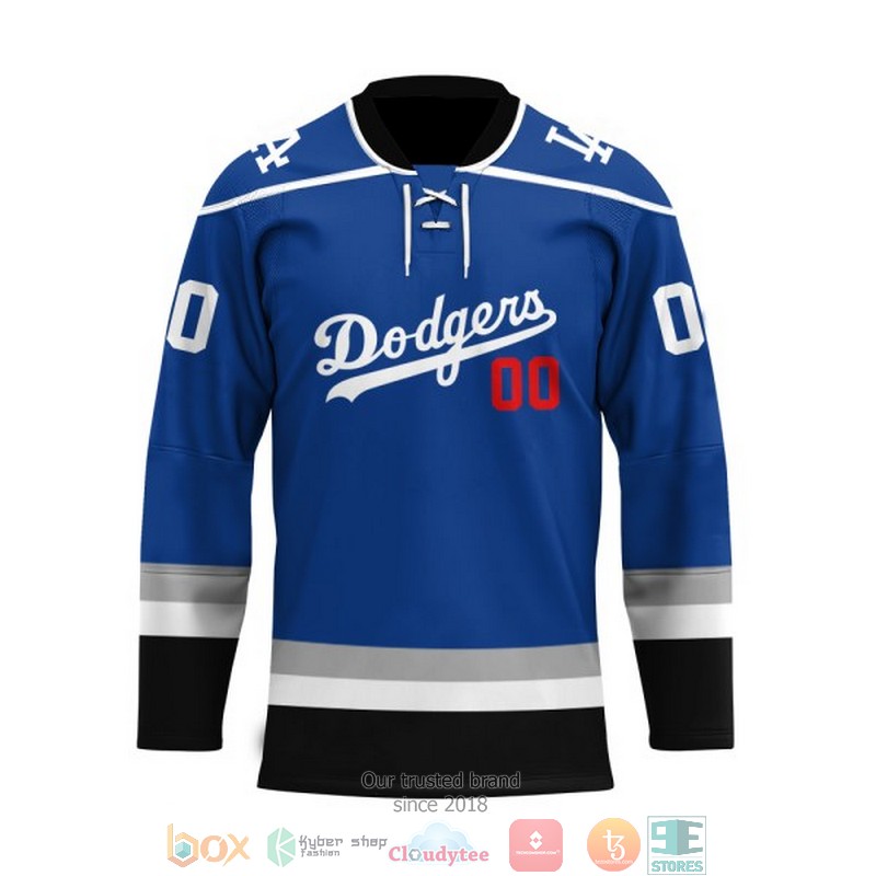 Personalized MLB Los Angeles Dodgers Navy Custom Hockey Jersey 2 Personalized MLB Los Angeles Dodgers Navy Custom Hockey Jersey 1