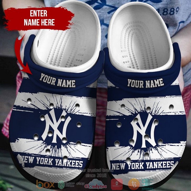 Personalized MLB New York Yankees Blue White Crocs Crocband Clog 1 2
