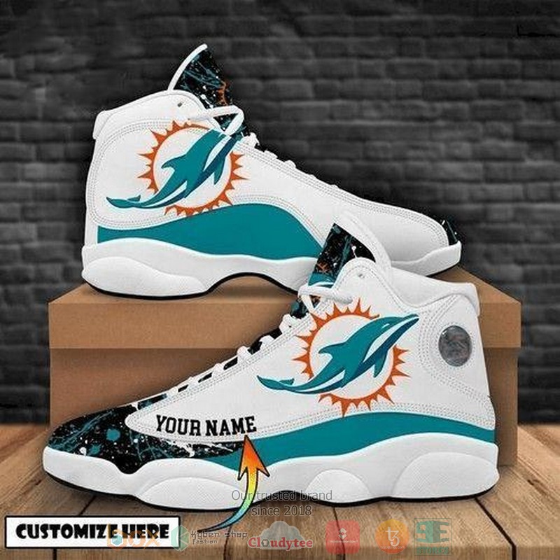NEW Personalized Miami Dolphins NFL football team logo custom Air Jordan 13 shoes sneakers 3 Personalized Miami Dolphins NFL football team logo custom Air Jordan 13 shoes