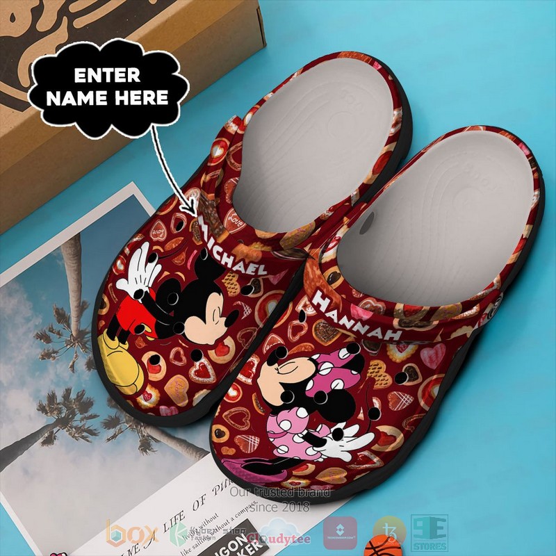 Personalized Mickey Kiss Minnie red custom Crocband Clog 1
