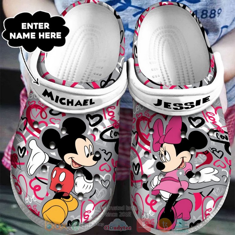 Personalized Mickey Minnie Love custom Crocband Clog