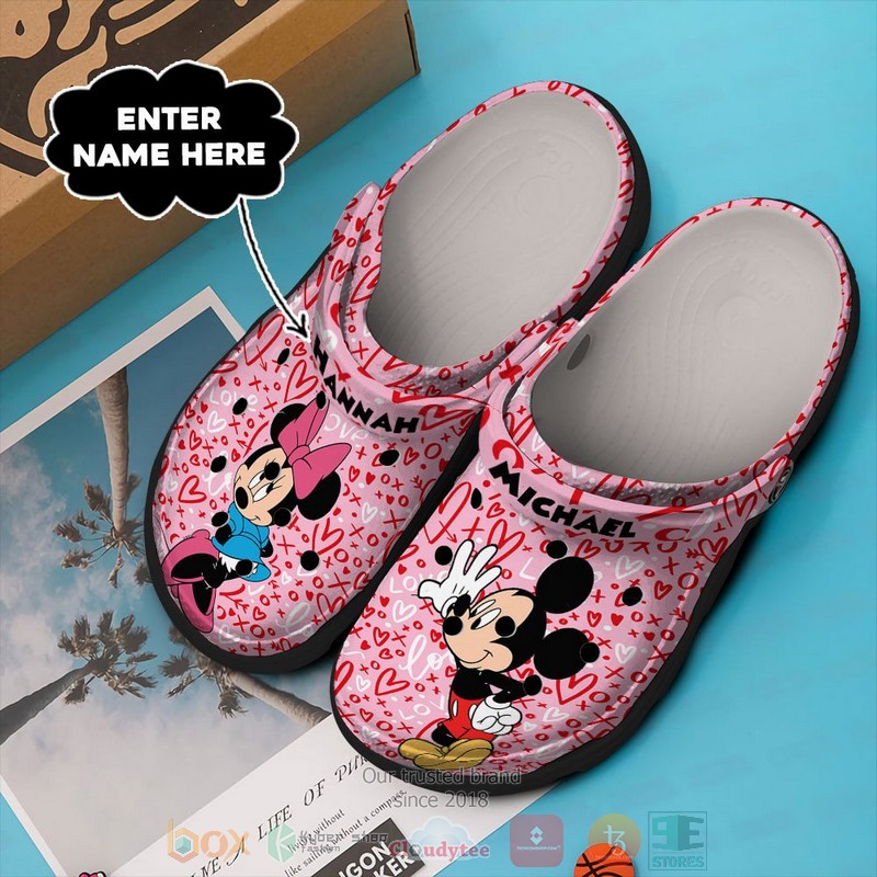 Personalized Mickey Minnie Love pink custom Crocband Clog 1