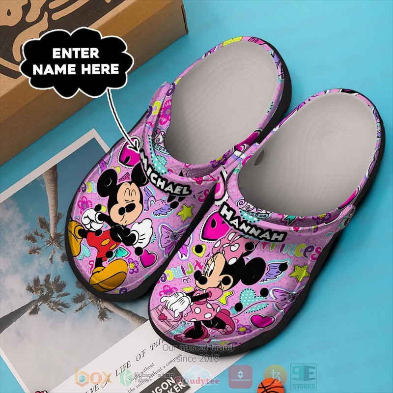 Personalized Mickey Mouse Minnie Mouse Dating custom pink Crocband Clog 1