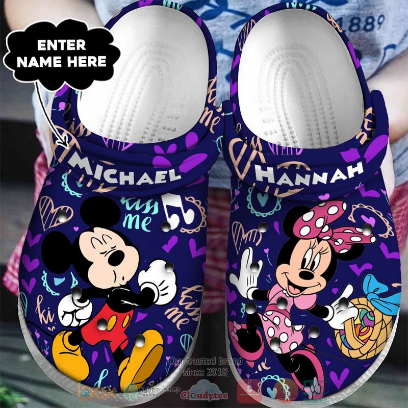 Personalized Mickey Mouse Minnie Mouse Kiss me custom Crocband Clog
