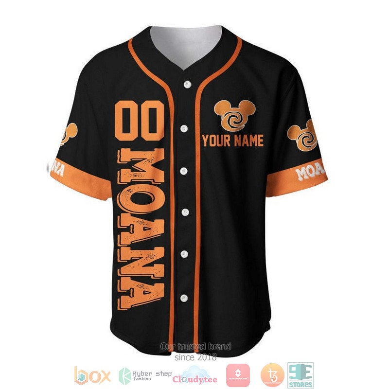 Personalized Moana Disney Playing Baseball Black Baseball Jersey 2 Personalized Moana Disney Playing Baseball Black Baseball Jersey 1