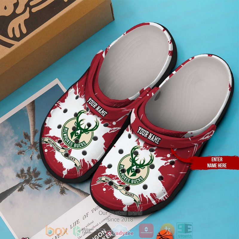 Personalized NBA Milwaukee Bucks Red Crocs Crocband Clog 2 Personalized NBA Milwaukee Bucks Red Crocs Crocband Clog 1