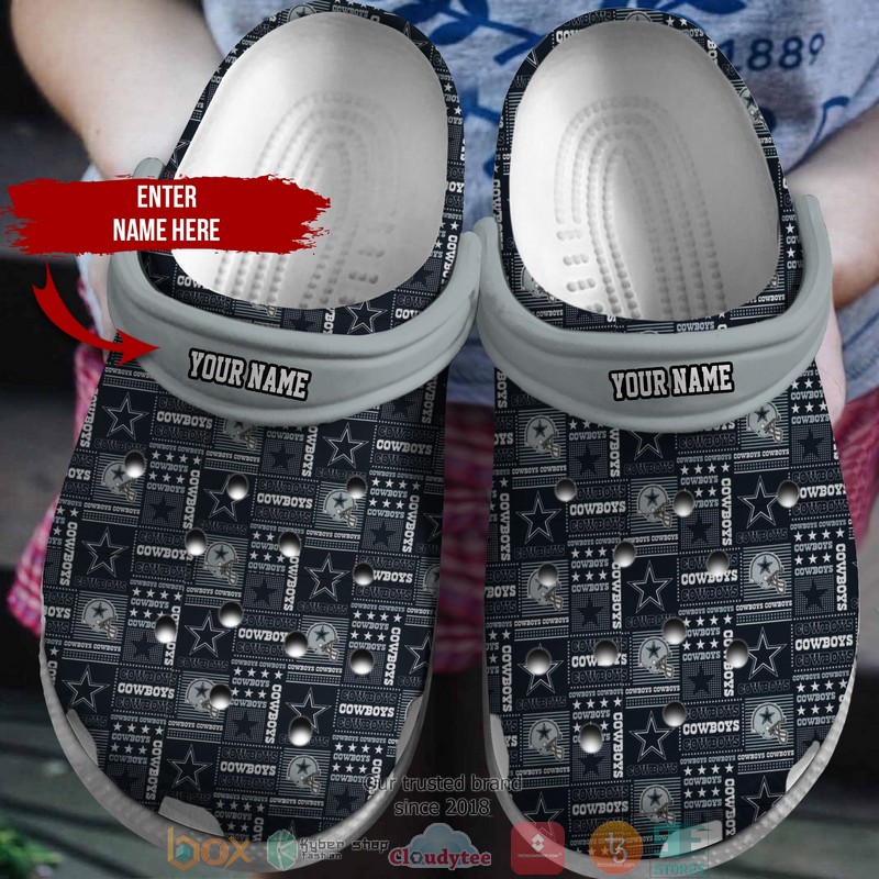Personalized NFL Dallas Cowboys Black Square Crocs Crocband Clog