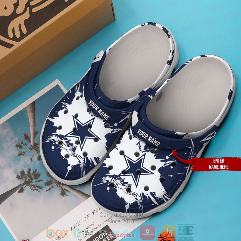 Personalized NFL Dallas Cowboys Navy Crocs Crocband Clog