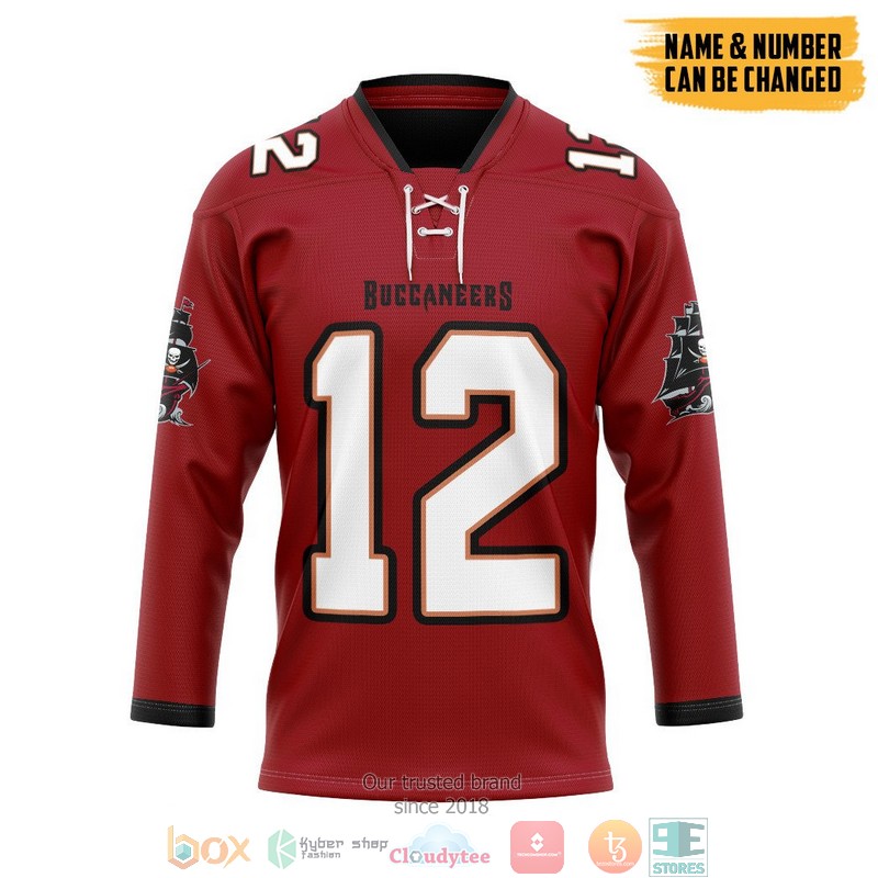 NEW Personalized NFL Tampa Bay Buccaneers Red Custom Hockey jersey shirt 2 Personalized NFL Tampa Bay Buccaneers Red Custom Hockey Jersey