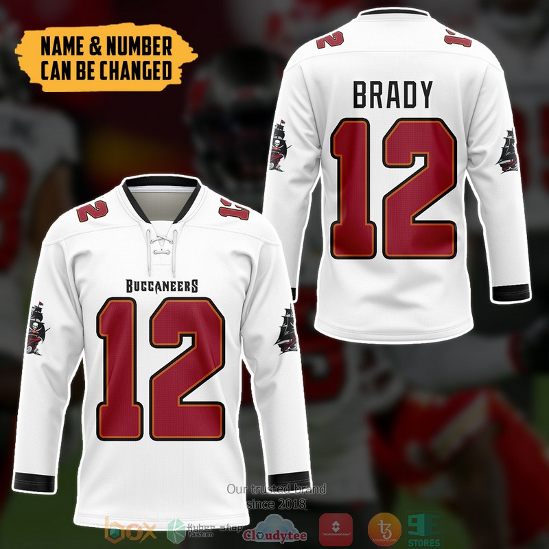 NEW Personalized NFL Tampa Bay Buccaneers White Custom Hockey jersey shirt 2 Personalized NFL Tampa Bay Buccaneers White Custom Hockey Jersey 1
