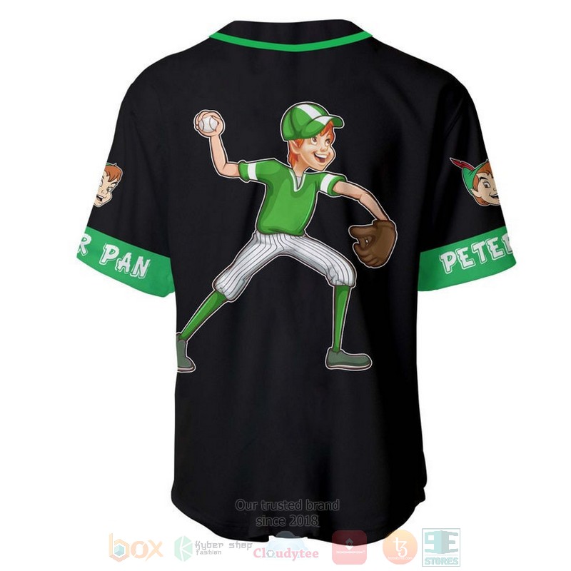Personalized Peter Pan Playing Baseball All Over Print Black Baseball Jersey 1 2
