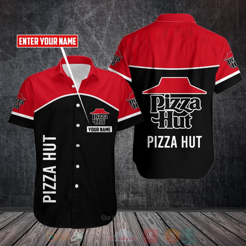 Personalized Pizza Hut black red custom Hawaiian shirt