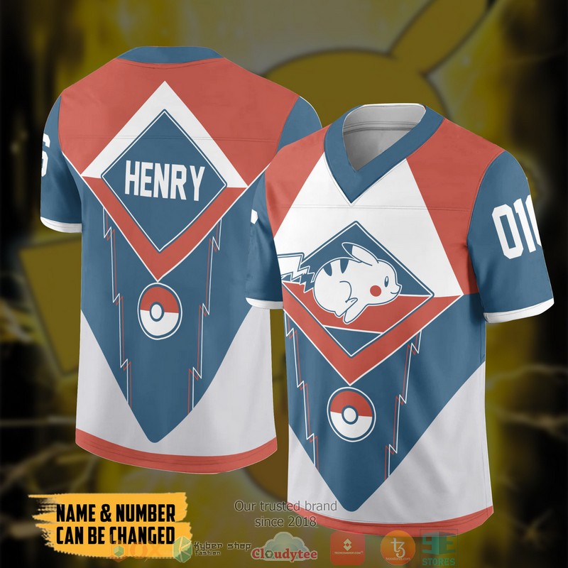 NEW Personalized Pokemon Running Pikachu Custom Football jersey shirt 4 Personalized Pokemon Running Pikachu Custom Football Jersey 1 2 3