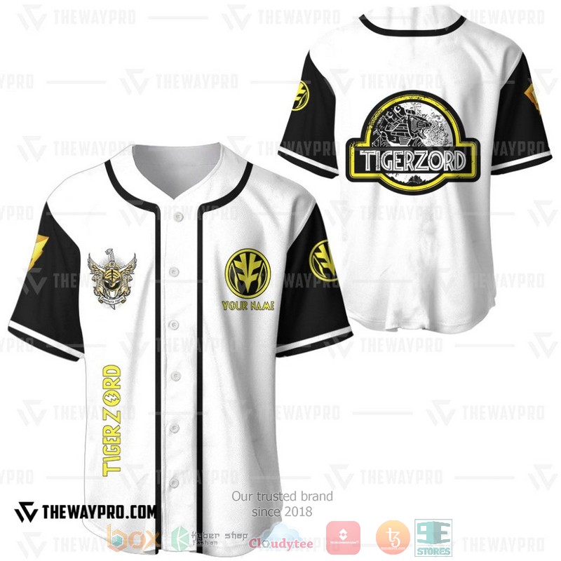 HOT Personalized Power Rangers Mighty Morphin Tigerzord Custom Baseball Shirt 4 Personalized Power Rangers Mighty Morphin Tigerzord Custom Baseball Jersey 1 2 3