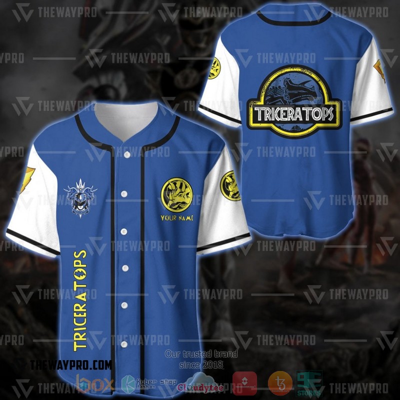HOT Personalized Power Rangers Mighty Morphin Triceratops Custom Baseball Shirt 1 Personalized Power Rangers Mighty Morphin Triceratops Custom Baseball Jersey