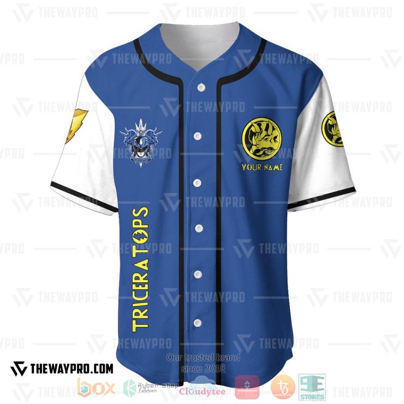 HOT Personalized Power Rangers Mighty Morphin Triceratops Custom Baseball Shirt 2 Personalized Power Rangers Mighty Morphin Triceratops Custom Baseball Jersey 1