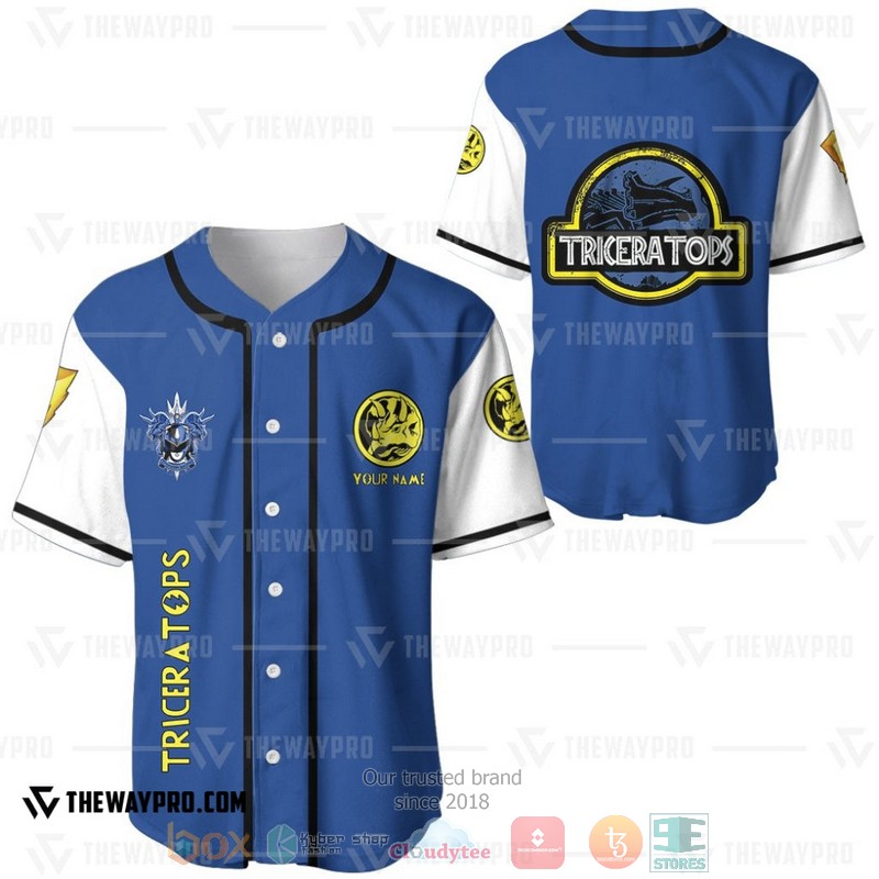 HOT Personalized Power Rangers Mighty Morphin Triceratops Custom Baseball Shirt 4 Personalized Power Rangers Mighty Morphin Triceratops Custom Baseball Jersey 1 2 3