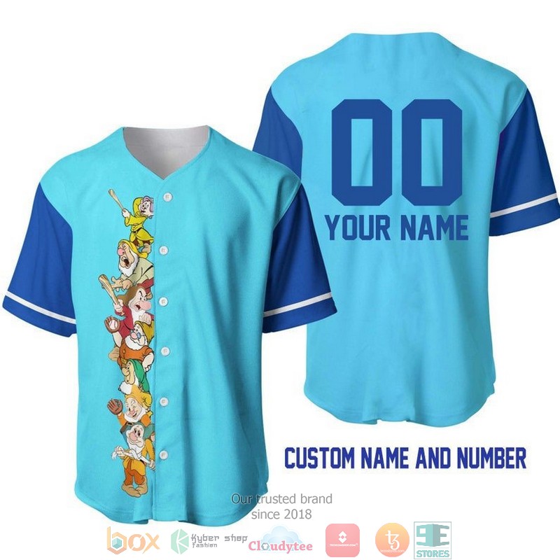 Personalized Seven Dwarfs Snow White Blue Baseball Jersey