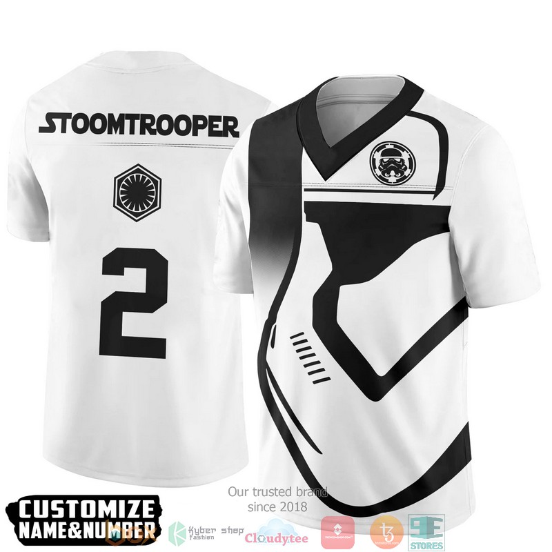 NEW Personalized Star Wars Stormtrooper White custom Football jersey shirt 3 Personalized Star Wars Stormtrooper White custom Football Jersey 1 2