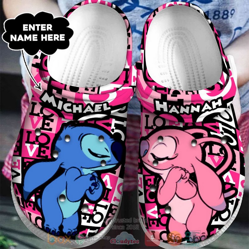 Personalized Stitch and Angel Love custom Crocband Clog