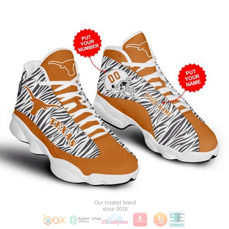 Personalized Texas Longhorns football NCAA custom Air Jordan 13 shoes