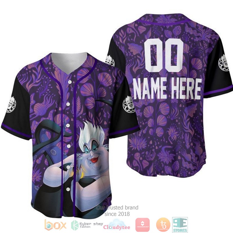 Personalized Ursula Pattern The Little Mermaid Dark Purple Baseball Jersey