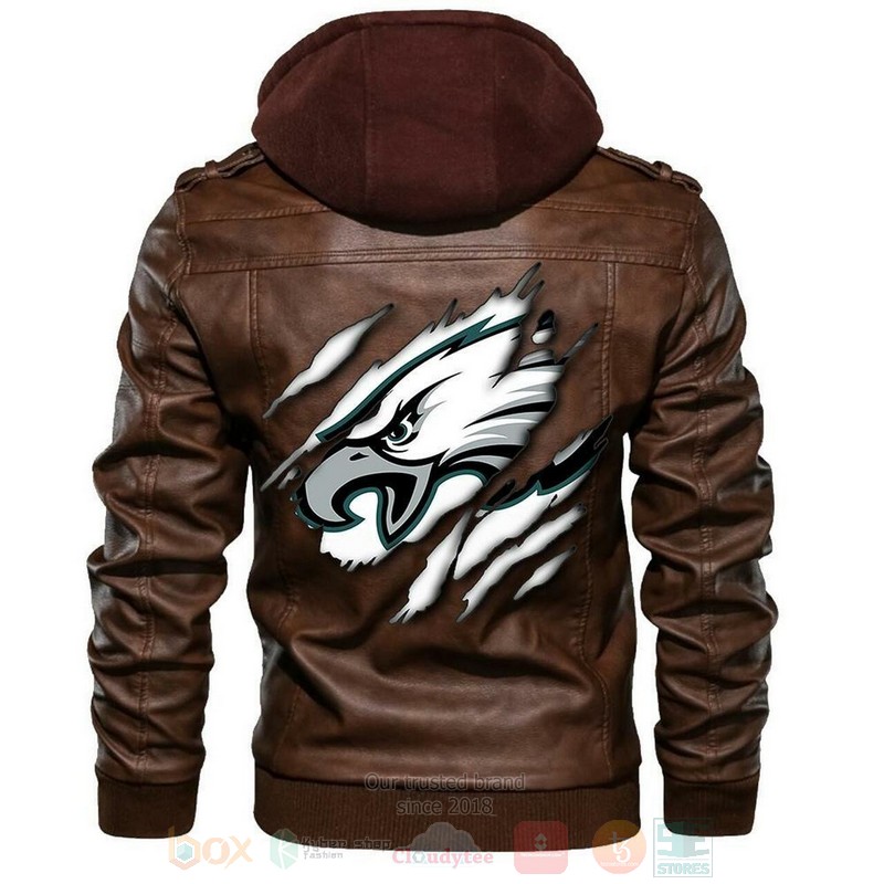 Philadelphia Eagles NFL Sons of Anarchy Brown Motorcycle Leather Jacket