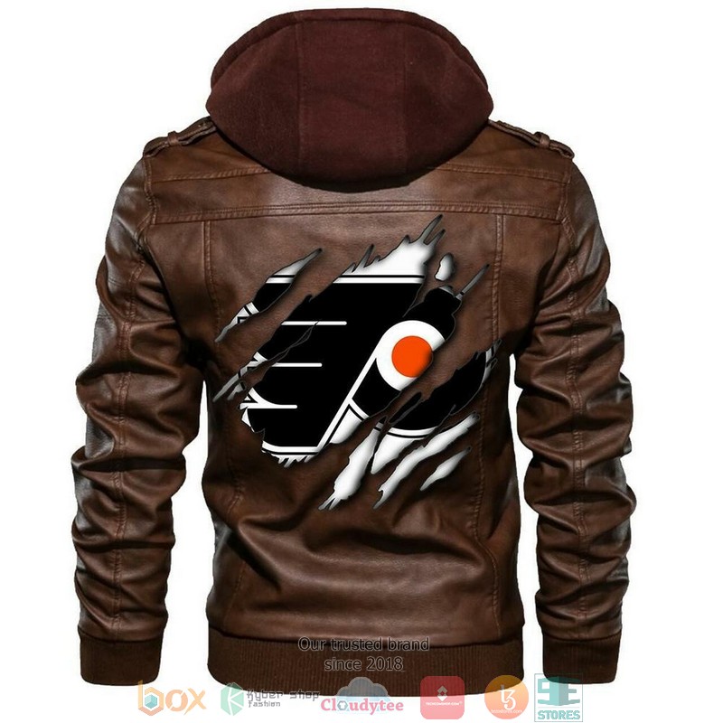 Philadelphia Flyers NHL Hockey Brown Motorcycle Men Art Leather Jacket 4 Philadelphia Flyers NHL Hockey Brown Motorcycle Men Art Leather Jacket