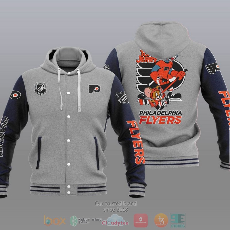 Philadelphia Flyers NHL Tom And Jerry Baseball Hoodie Jacket 1