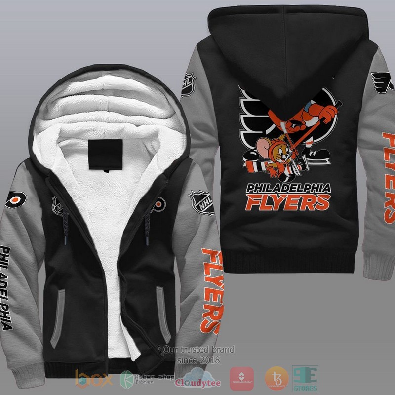 NEW Philadelphia Flyers NHL Tom And Jerry Fleece Hoodie Jacket 2 Philadelphia Flyers NHL Tom And Jerry Fleece Hoodie 1