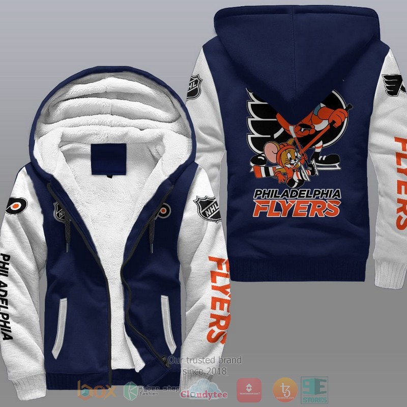 NEW Philadelphia Flyers NHL Tom And Jerry Fleece Hoodie Jacket 3 Philadelphia Flyers NHL Tom And Jerry Fleece Hoodie 1 2