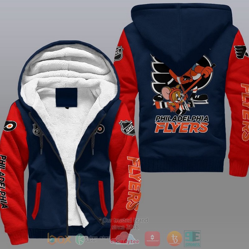 NEW Philadelphia Flyers NHL Tom And Jerry Fleece Hoodie Jacket 4 Philadelphia Flyers NHL Tom And Jerry Fleece Hoodie 1 2 3