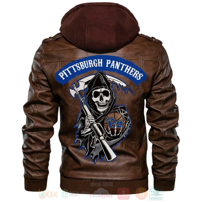 Pittsburgh Panthers NCAA Basketball Sons of Anarchy Brown Motorcycle Leather Jacket