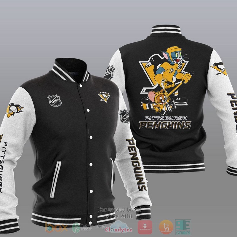 NEW Pittsburgh Penguins NHL Tom And Jerry Varsity Baseball Jacket 1 Pittsburgh Penguins NHL Tom And Jerry Baseball Jacket