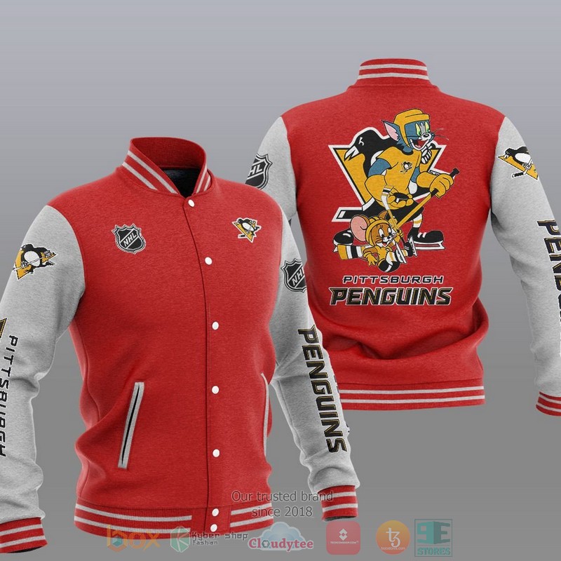 NEW Pittsburgh Penguins NHL Tom And Jerry Varsity Baseball Jacket 5 Pittsburgh Penguins NHL Tom And Jerry Baseball Jacket 1 2 3 4