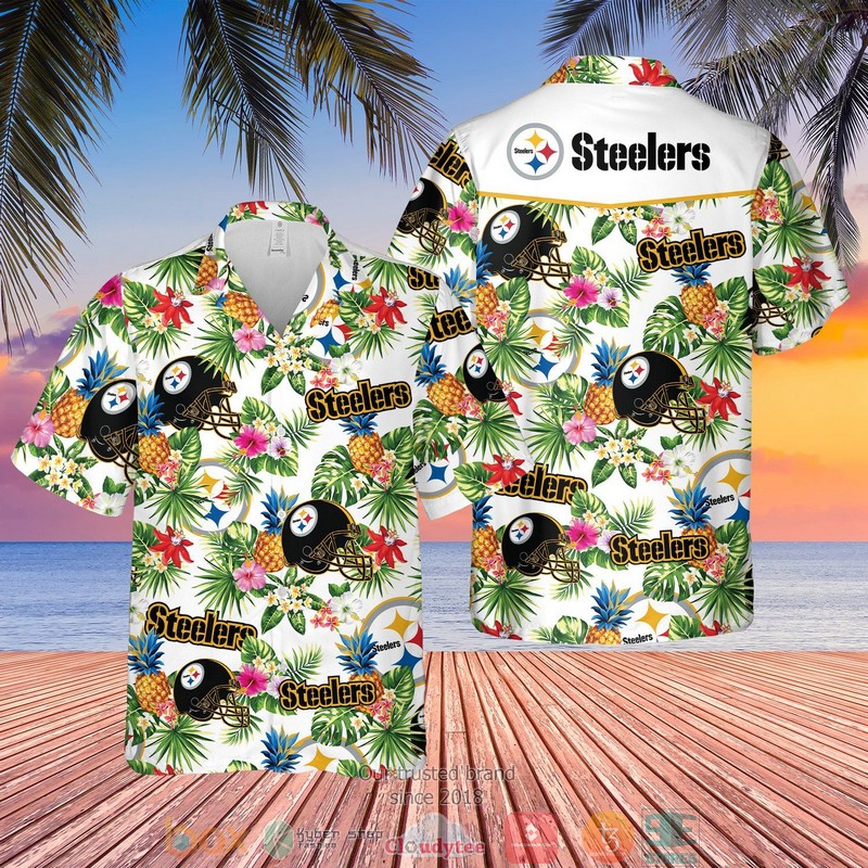 Pittsburgh Steelers NFL pineapple white Hawaiian Shirt Shorts
