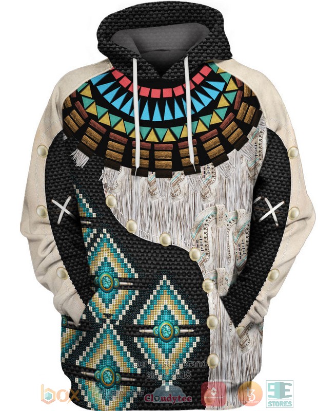 Black Pattern Native American 3D Shirt Hoodie