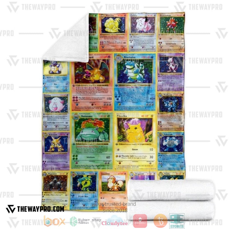 Pokemon 1st Edition Cards Soft Blanket 3 Pokemon 1st Edition Cards Soft Blanket 1 2