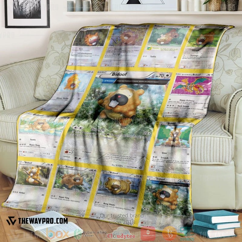 Pokemon Bidoof Cards Soft Blanket