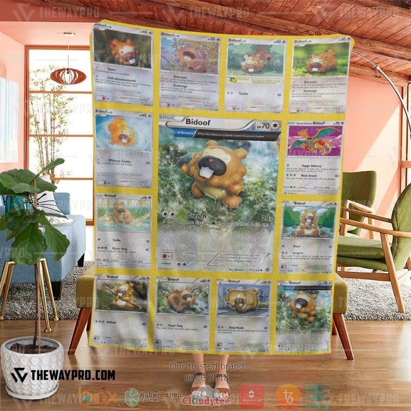 Pokemon Bidoof Cards Soft Blanket 1