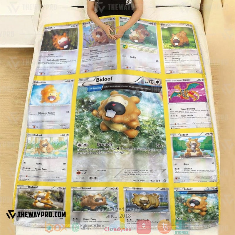 Pokemon Bidoof Cards Soft Blanket 3 Pokemon Bidoof Cards Soft Blanket 1 2