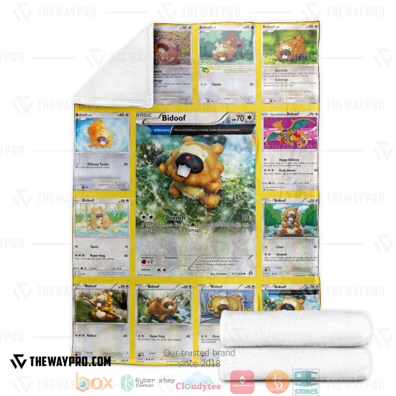 Pokemon Bidoof Cards Soft Blanket 4 Pokemon Bidoof Cards Soft Blanket 1 2 3