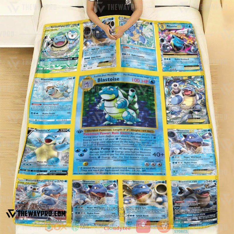 Pokemon Blastoise Cards Version 2 Soft Blanket 1 2
