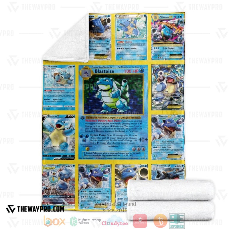 Pokemon Blastoise Cards Version 2 Soft Blanket 1 2 3