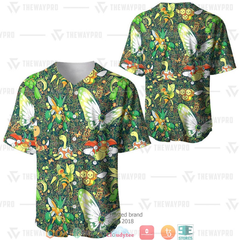 Pokemon Bug Seamless Pattern Baseball Jersey 2 Pokemon Bug Seamless Pattern Baseball Jersey 1