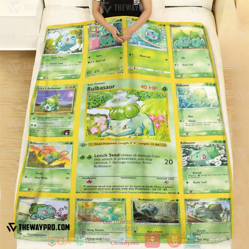 Pokemon Bulbasaur Cards Version 2 Soft Blanket 1 2