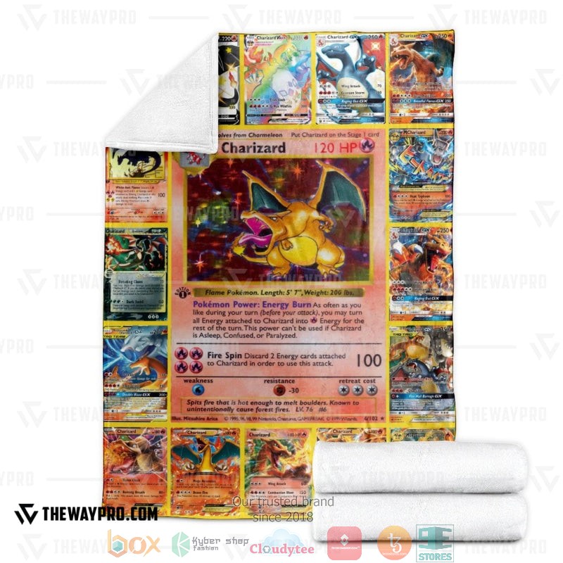 Pokemon Charizard Cards Soft Blanket 4 Pokemon Charizard Cards Soft Blanket 1 2 3