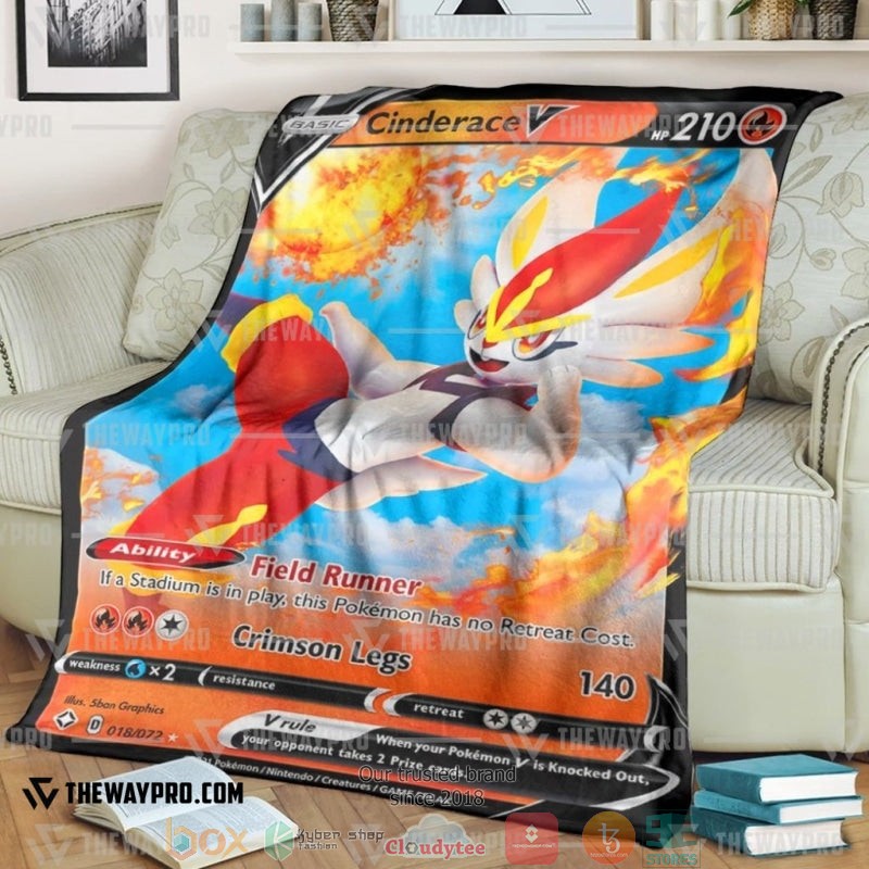 Pokemon Cinderace V Shining Fates Soft Blanket