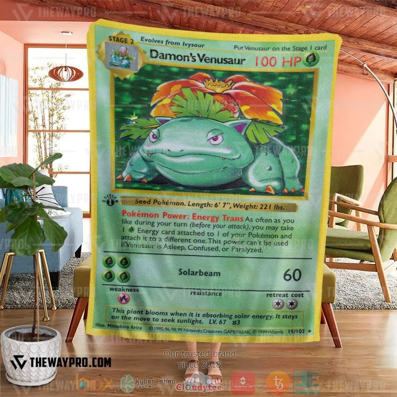 Pokemon Damons Venusaur First Edition Soft Blanket 1
