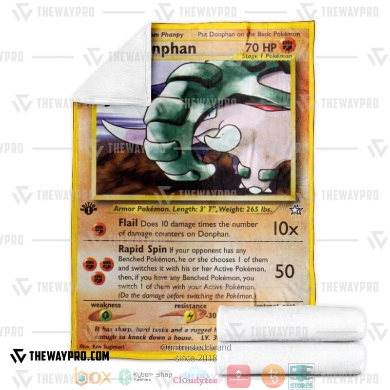 Pokemon Donphan Neo Genesis Soft Blanket 3 Pokemon Donphan Neo Genesis Soft Blanket 1 2